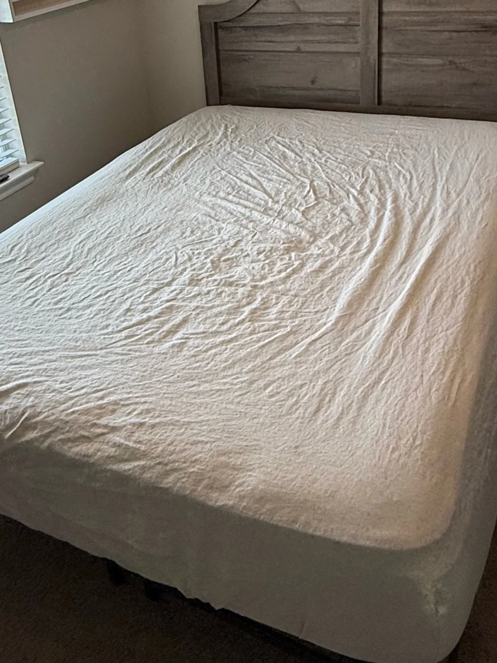 Pottery Barn Belgian Flax Linen Classic Fitted Sheet Light Tan Khaki Queen